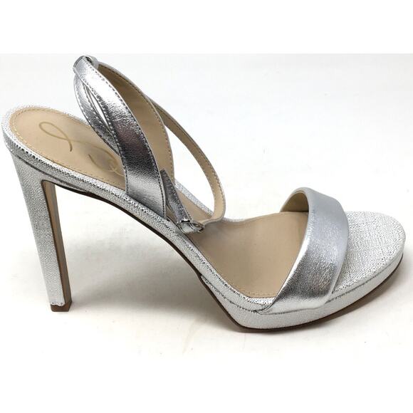 Sam Edelman Jade Women's Size 9 Silver Ankle Strap High Heel Sandals Shoes - Picture 5 of 8